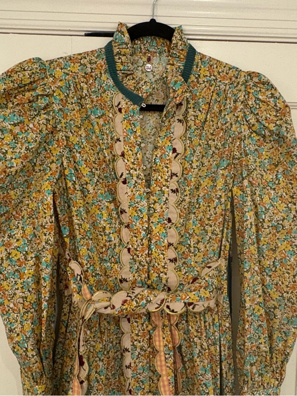 CeliaB Floral Long Sleeve Tiered Maxi Dress in Yellow-Green - Picture 5 of 5